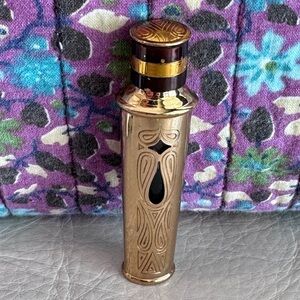 Vintage Art Deco FABERGE WOODHUE 
Fabergette Brass Glass Roll-On Perfume